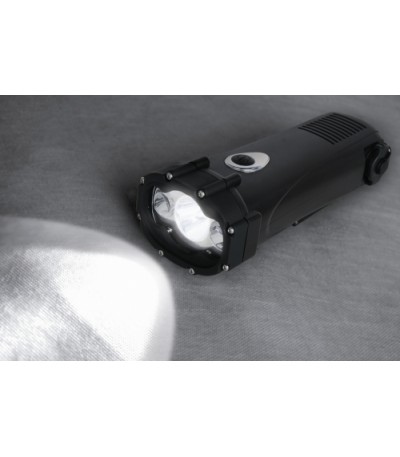 LED baterka a nouzová nabíječka vodotěsná na kličku (dynamo) i USB - Shark od  Powerplus (Eco produkt)