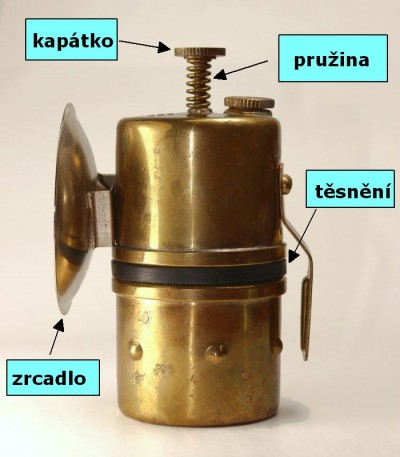 acetylenová svítilna - popis náhradních dílů včetně těsnění