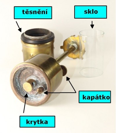 karbidová svítilna - náhradní díly, i krytka